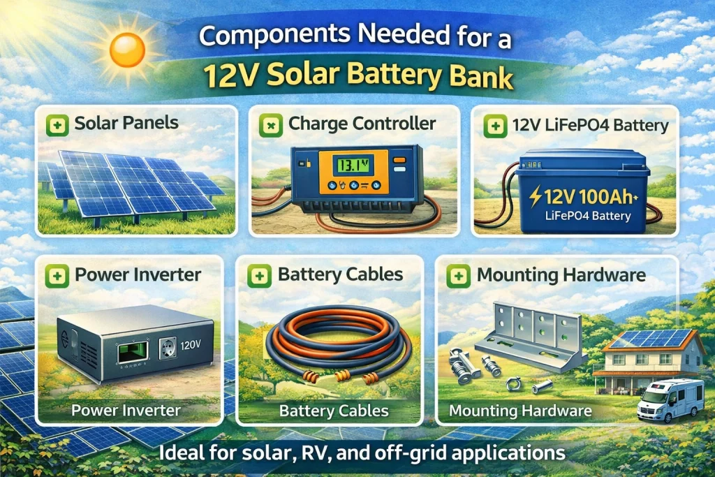 Components Needed for a 12V Solar Battery Bank